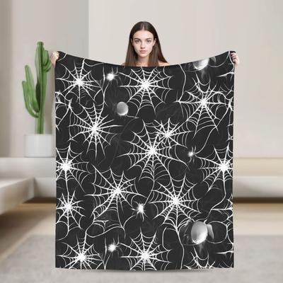 Happy Halloween Spider Web Blanket - Soft Washable Sofa Decor Throw