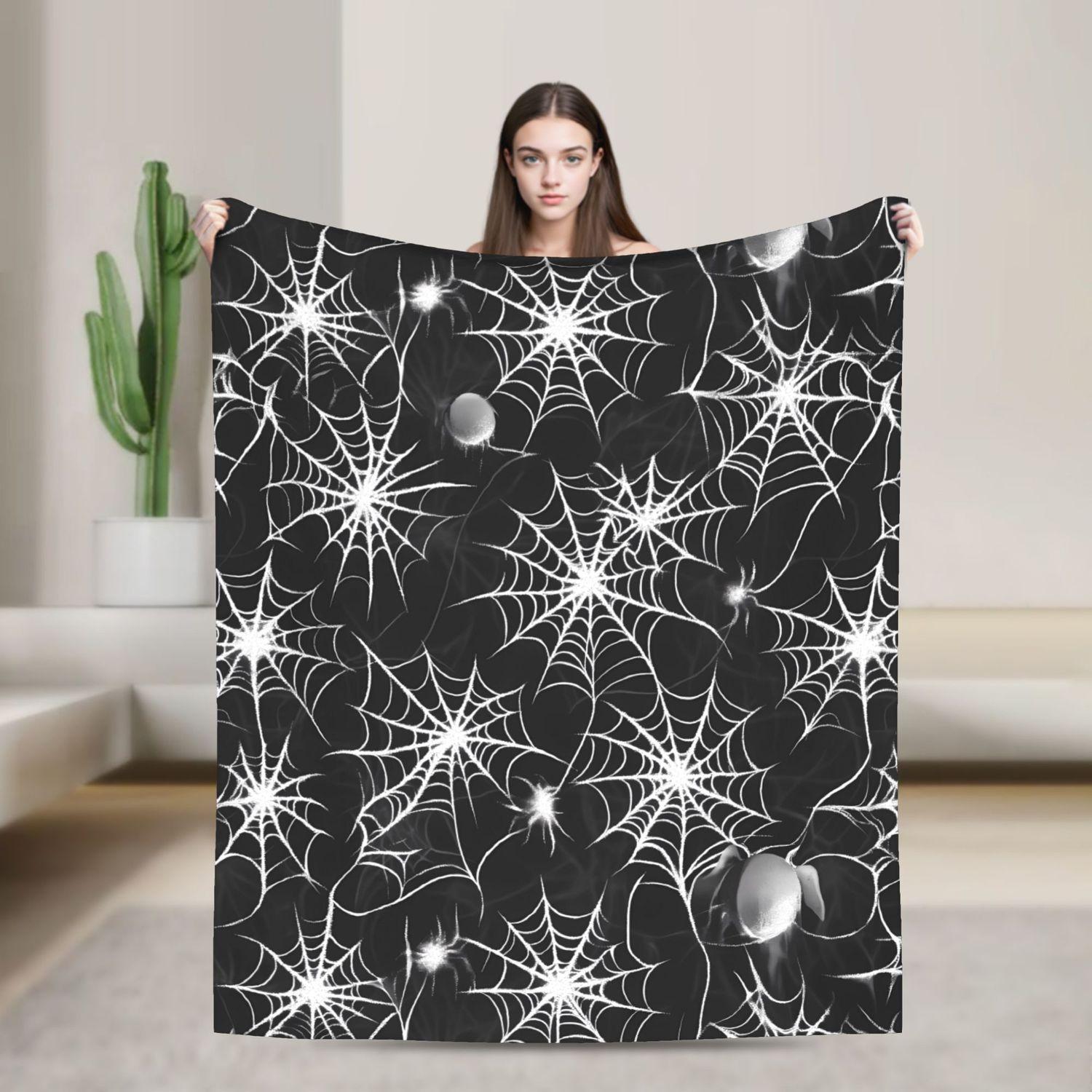 Happy Halloween Spider Web Blanket - Soft Washable Sofa Decor Throw 70x100cm