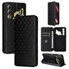 Cubic Grid Texture Flip Leather Phone Case