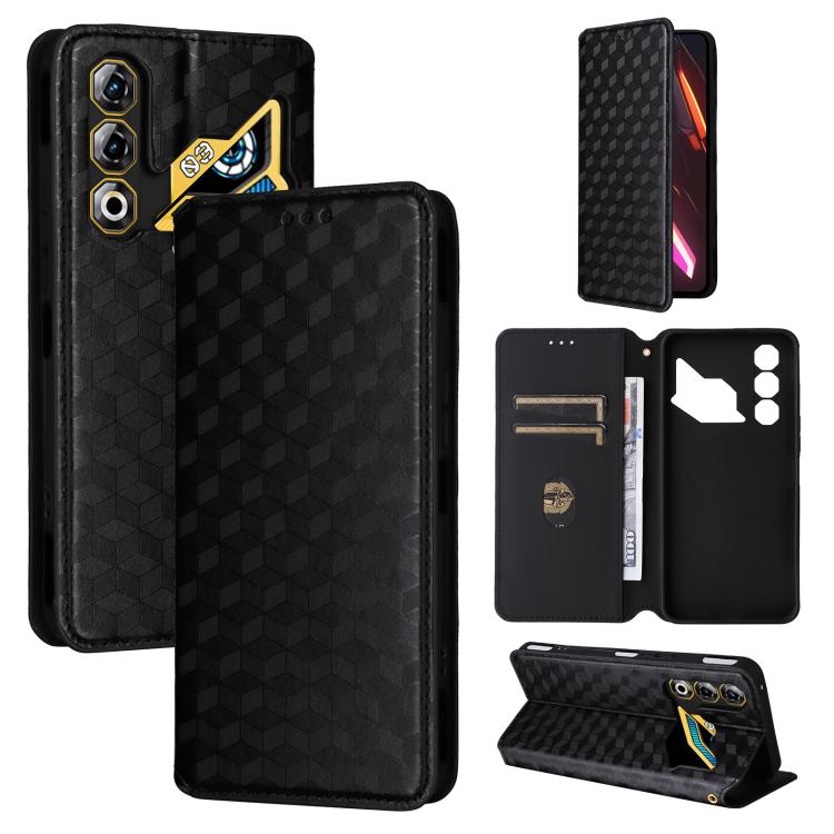 Cubic Grid Texture Flip Leather Phone Case