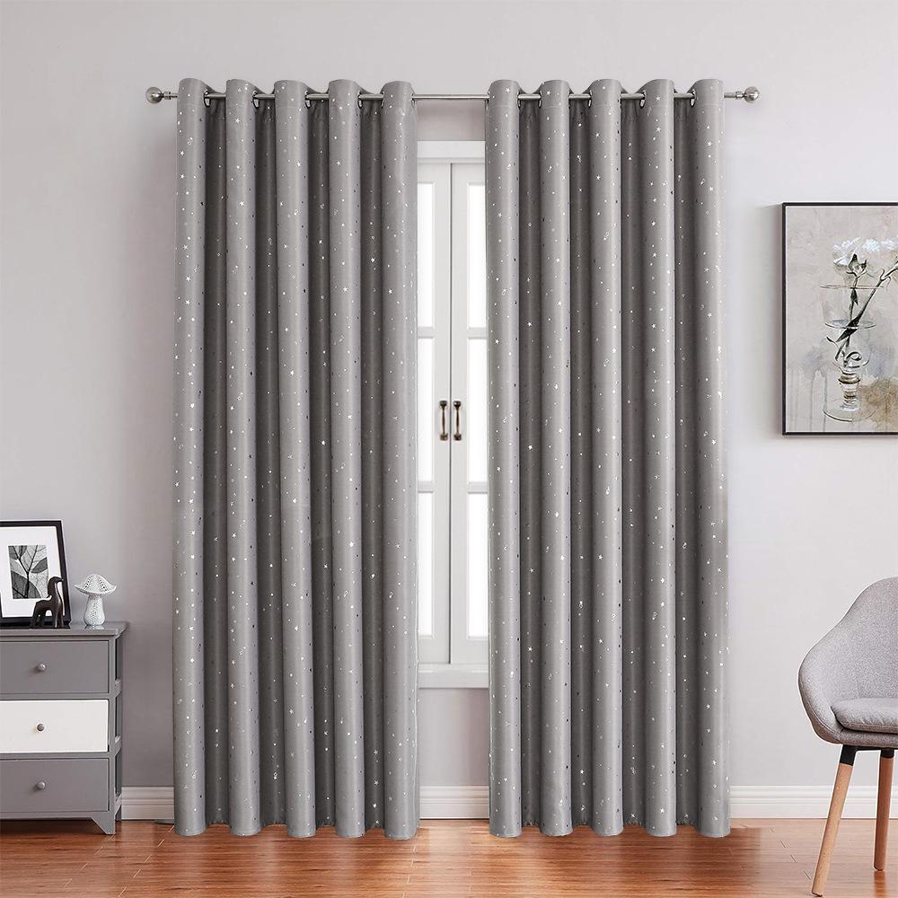 Curtains, Finished Hot Silver Star Blackout Windows + Fabric Curtains