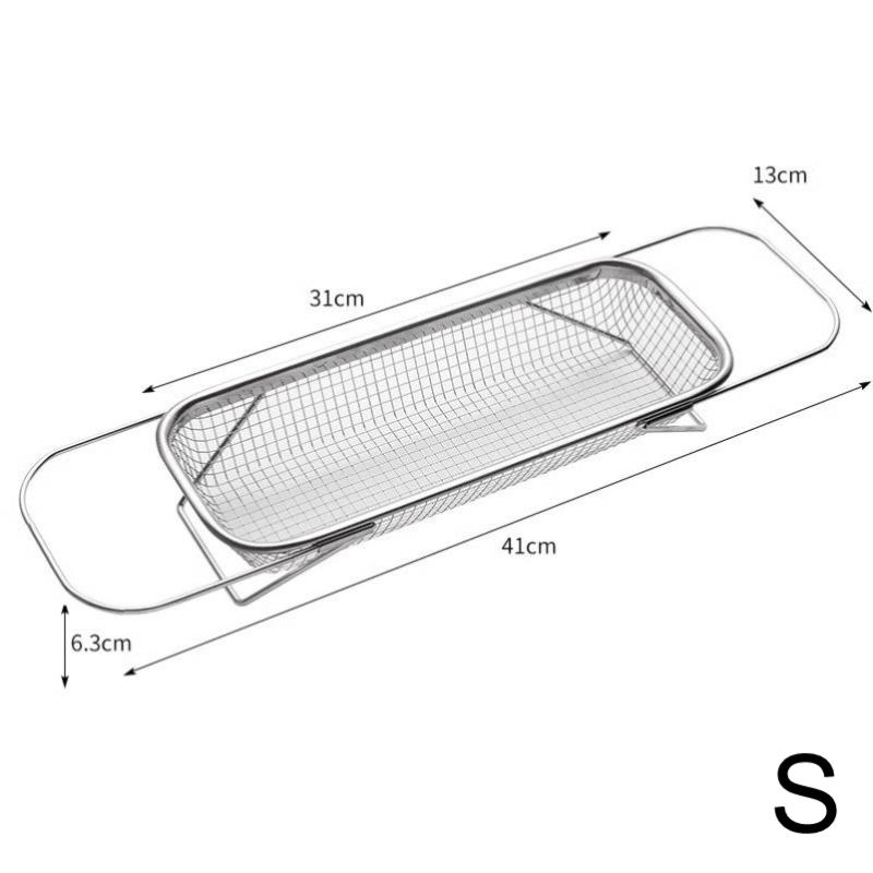Stainless Steel Drain Basket Kitchen Sink Retractable Vegetable Washing Basin Drain Rack Tableware Drain Rack S