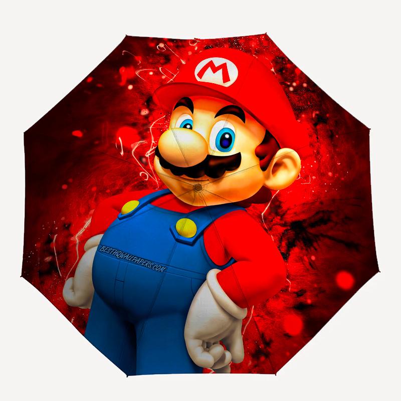 Super Mario Bros. Classic Gaming Poster Art Print Umbrella, Portable 3 Fold Compact Umbrella for Men & Women,S133