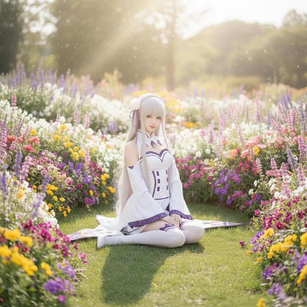Emilia Start een Nieuw Leven in een Andere Wereld Cosplay Halloween Meisje Elf met Pruik [milky time] ReZero ReZero - (M)