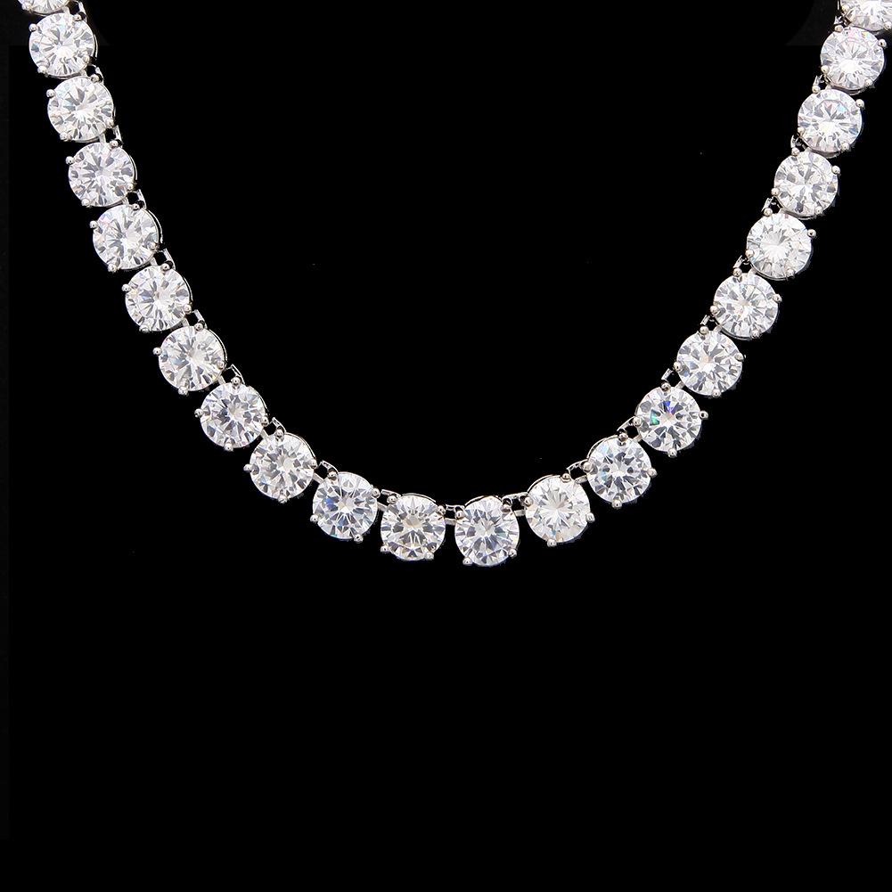 European & American Copper 8mm Zirconia Tennis Chain Necklace - Hip Hop Retro Style Jewelry