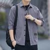 Nuova Moda Camicie da Uomo a Manica a Tre Quarti Top Estivi Tinta Unita Casual Cargo da Lavoro con Taschino Camicie