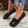 Fashion Non-slip Flat Shallow Single Shoes Spring and Summer Square Toe Soft Sole Non-slip Versatile Foreign Style Small Leather Shoes