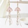 Dainty Transparent Jellyfish Shaped Irregular Crystal Beads Tassel Dangle Earrings For Women Men Ocean Vacation Earrings Jewelry