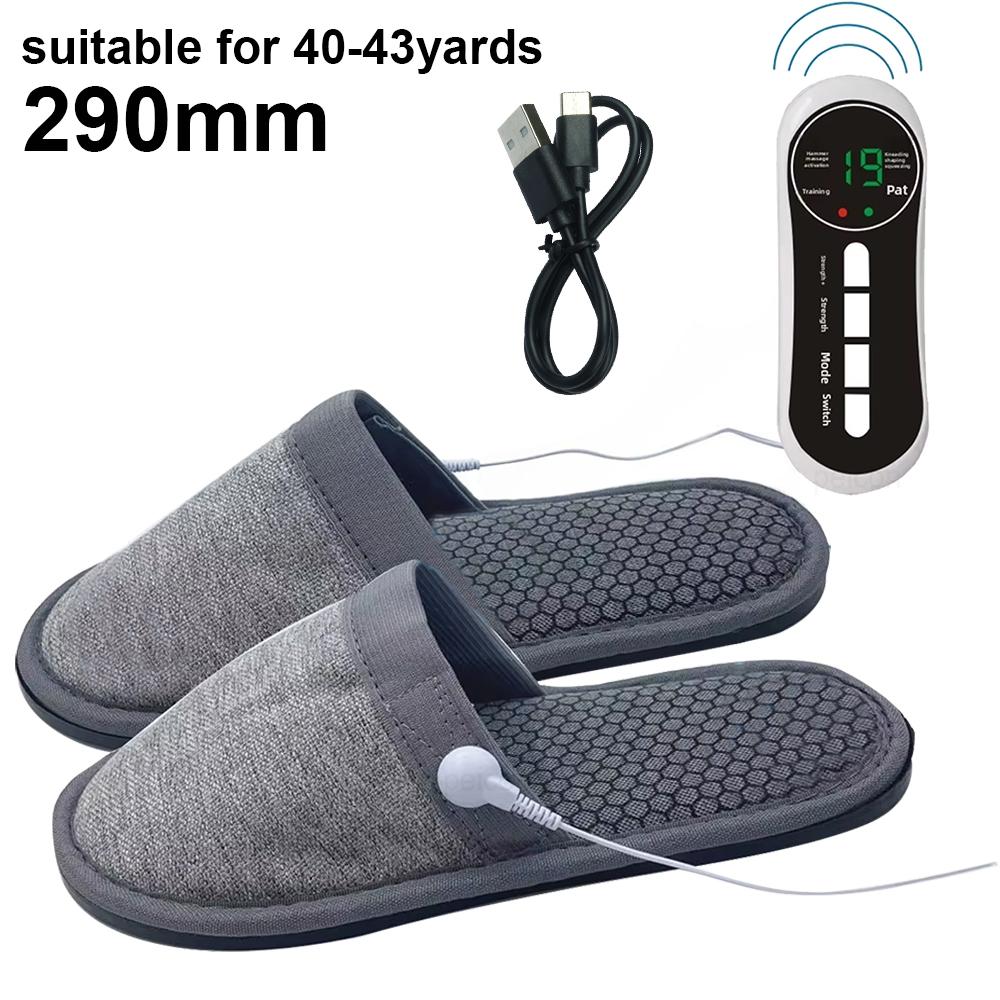 Tuhopeta Rechargeable Foot Massager Slippers EMS TENS Electrical Pulse Therapy Pain Relief Slip Home Use Removable Pad Feet Care