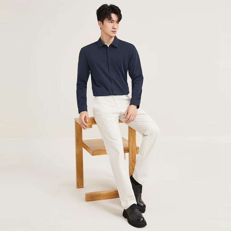 Qipai Men's Seamless High-Elastic Geometric Print Knit Shirt