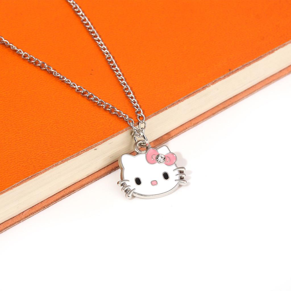 Cartoon Cute Cat Character Pendant Metal Necklace For Wear Casual