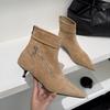 Fashion SUOJIALUN 2025 Winter New Brand Women Short Boots Shoes Fashion Pointed Toe Ladies Elegant Ankle Boots Thin Low Heel Dress Pumps
