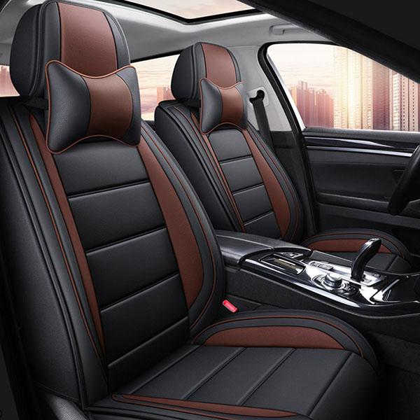 

New Universal Auto Interior Accessories Leather Car Seat Covers Front/Rear Car Seat Cover Automotive Vehicle Cushion Cover for Cars 1PC кавовий