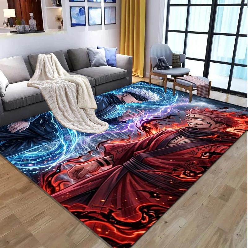 Jujutsu Kaisen Pattern Rug, Indoor/Outdoor Mat, for Picnic, Gameroom, Bedroom, Office, Living Room, Home Decor Carpet, Birthday Gift