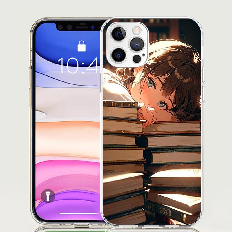 Read Books illustration Reading Phone Case for Apple iPhone 17 Air 16 15 Plus 14 + 13 Mini 12 11 Pro Max 7 8 SE 16Max Soft Shell