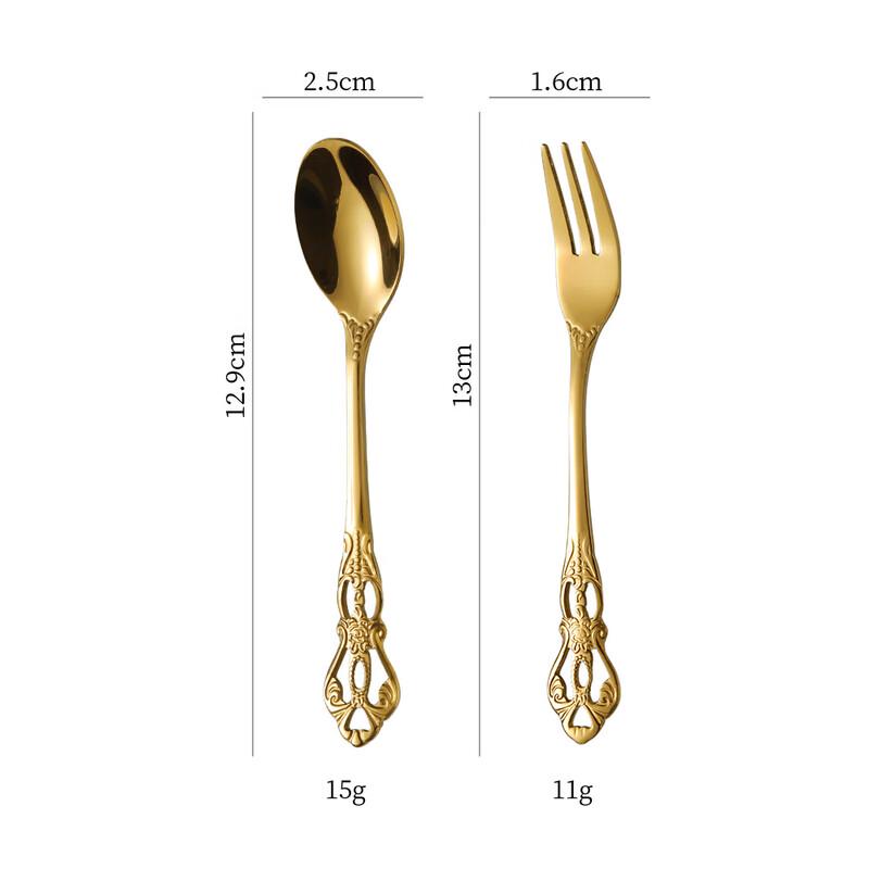 Retro Stainless Steel Coffee Spoon & Fork Set