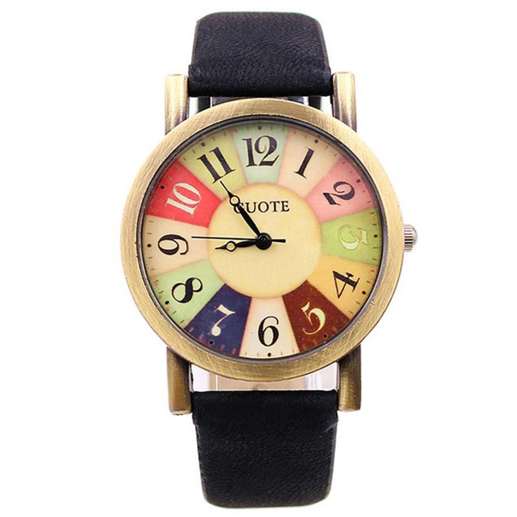 Womens Unisex Retro Casual Faux Leather Analog Quartz Watch