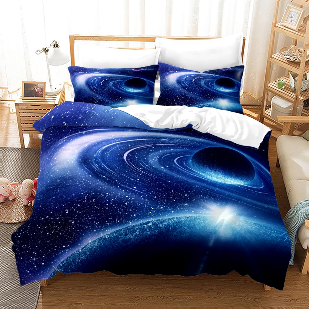 Galaxy Duvet Cover Set Love Heart Shaped Cloud Comforter Cover King Queen Size for Boys Girls Teens Bedding Set with Pillowcase
