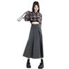 Autumn/Winter Plus Size A-Line Pleated Skirt: High-Waisted, Hip-Covering, Slimming Short Skirt for Petite & Chubby Girls in College Style.