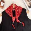 Silk scarf new literary scarf shawl cashew flower headband versatile multi-purpose pearl triangle scarf waist tie