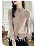 Heavy Knit Half High Neck Slim Fit Cashmere Cardigan Sweater for Spring & Autumn