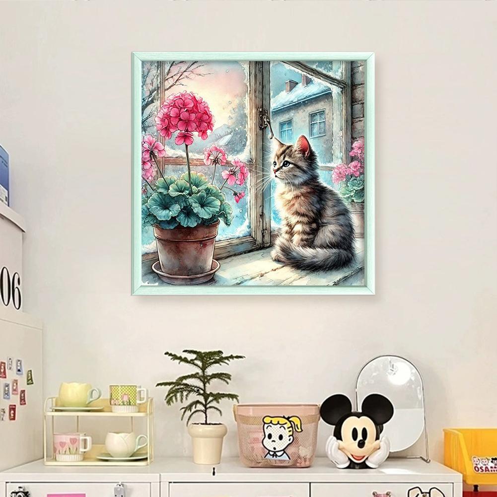 Full Embroidery Eco-cotton Thread 11CT Printed Cat Cross Stitch Kit Art