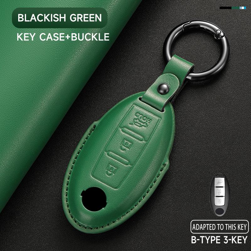 Schlüsseletui aus echtem Leder für Nissan Qashqai 2022 J12, Ariya, Altima, Teana, Juke, X-Trail (Schutzset)