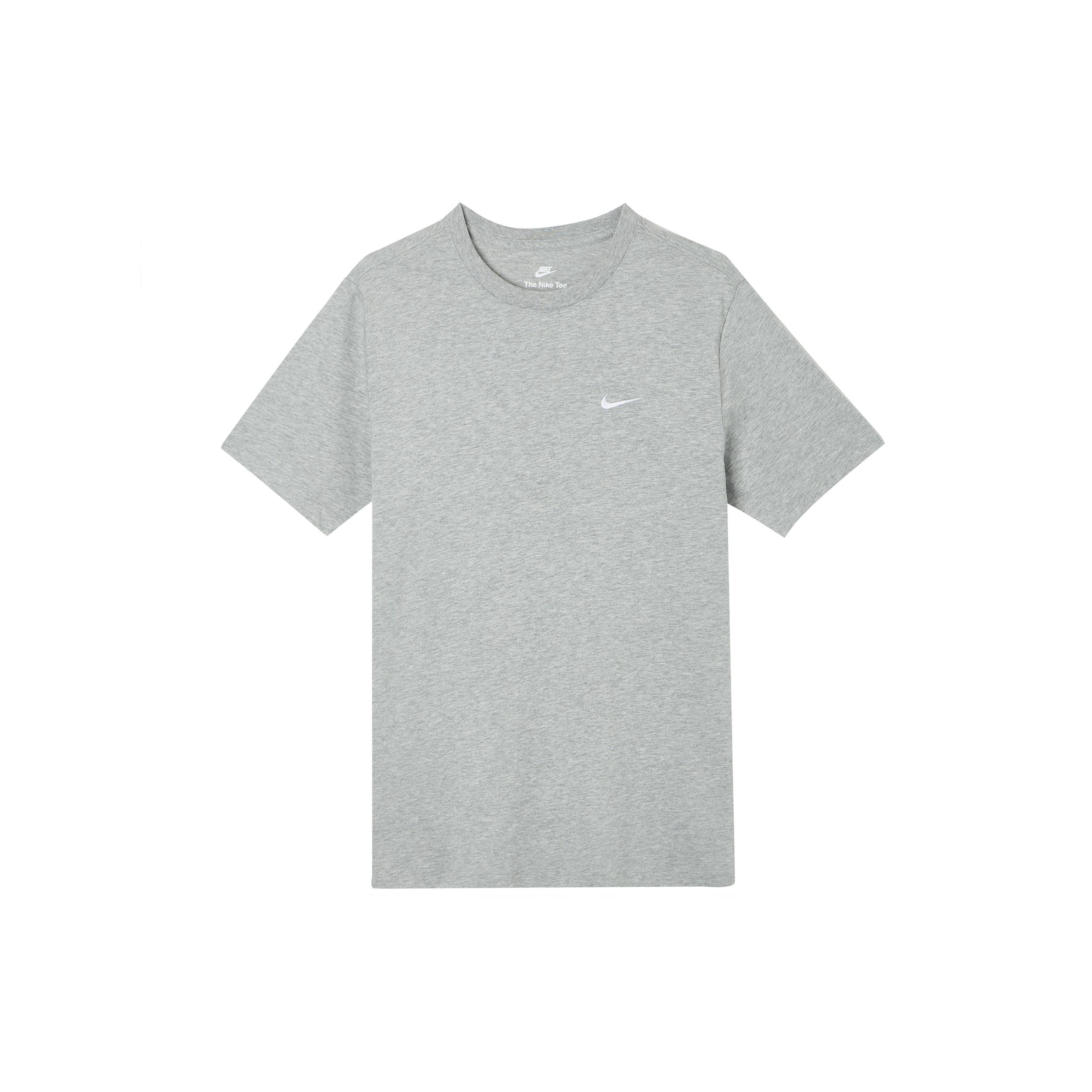 Nike Sportswear Solid Color Embroidered Logo Micro Mark Round Neck Casual Short Sleeve Gray Men s BV0508-063 XL