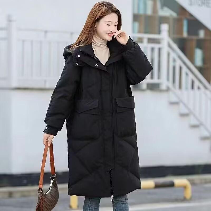 

Жіноча бавовняна куртка з капюшоном у корейському стилі - Зимовий розпродаж, Середня та Довга, Вільного крою, Великого розміру, Потовщене пальто 2XL [Recommended 140-160 lbs]