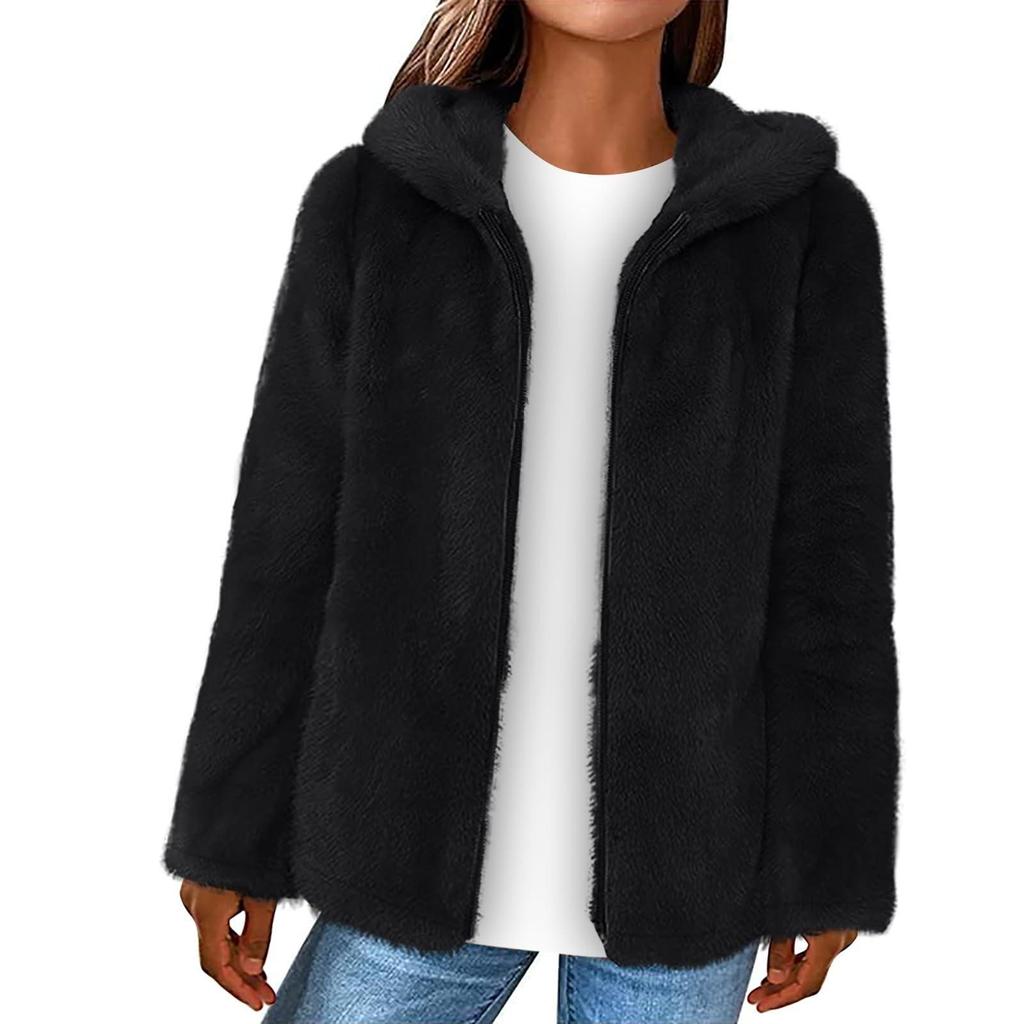 Jednokolorowy damski dwustronny koralowy aksamitny luźny sweter z kapturem ciepły damski zapinany na zamek błyskawiczny kurtka z wełny jagnięcej