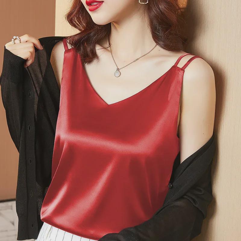 Summer V-Neck Sleeveless Camisole for Women – Slim Fit Vest Top