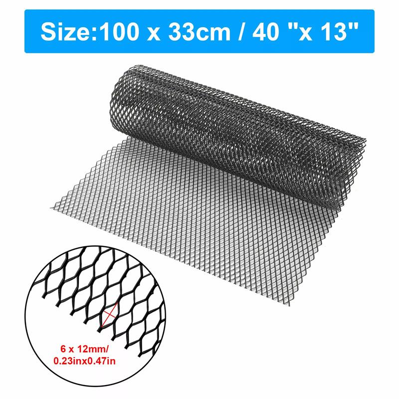 100Cmx33Cm Aluminum Alloy Grille Mesh Roll Automotive Grille Insert Bumper Rhombic Hole Black Car Grill Mesh Sheet