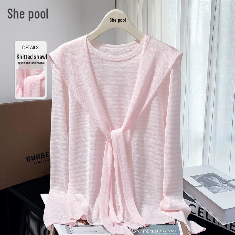 Women s Sweet Striped Knit Pullover Top One Size