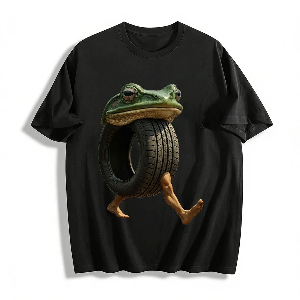 

Funny Frog Tire Human Shape Graphic Casual T-Shirt Pure cotton T-shirt XXS
