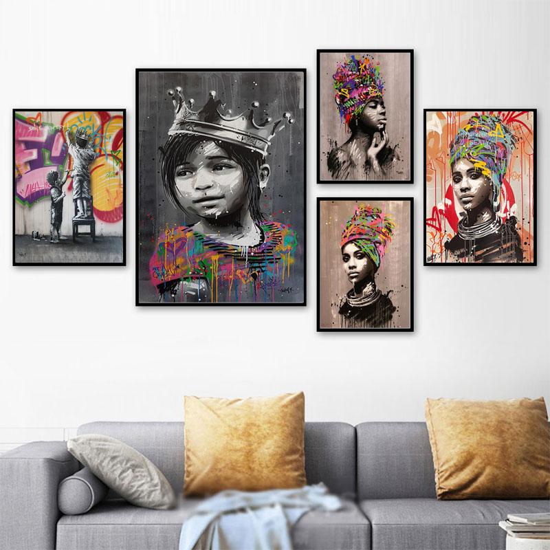 Street Graffiti Art Girl Abstract Canvas Painting On The Wall Posters for Living Room Paintings Prints Picture Bed Room Decor
