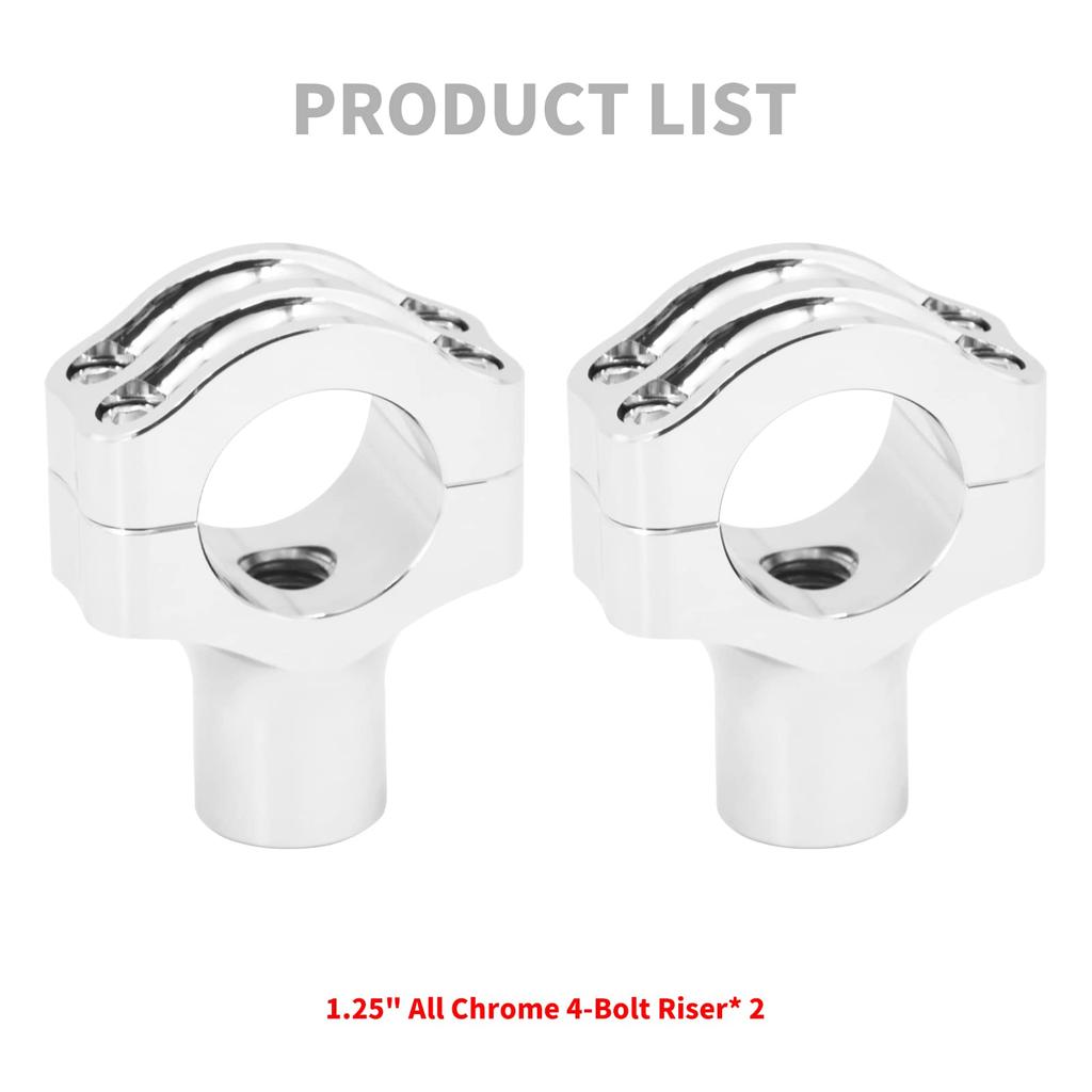 HDBUBALUS Motorrad Lenkerposten Zoll Motorrad Lenkererhöhung 32mm Lenkerbefestigungshalter Klemme Universal für Harley 2 Stück Chrom Aluminium