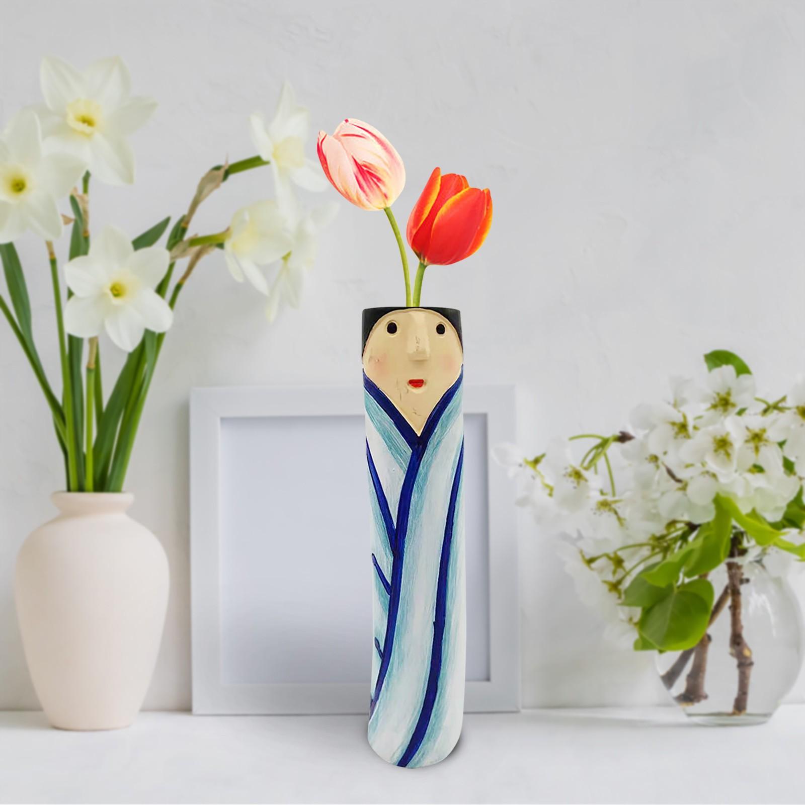 Handcrafted Ceramic Vase with Abstract Human Figure Design Tall Decorative Vase for Indoor Use Modern Artistic Sculpture Accent Piece D