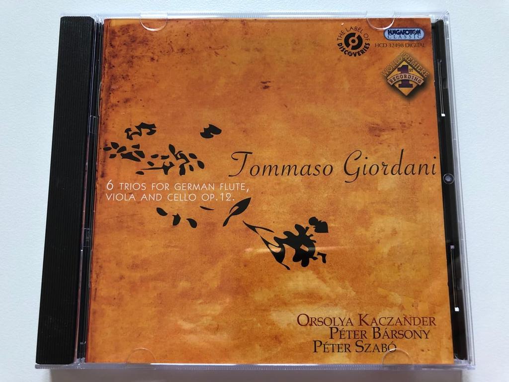 CD T. GIORDANI, PETER SZABO, TOMMASO G - Six Trios for German Flute / Viola  HCD32498 Japan Music Others Used