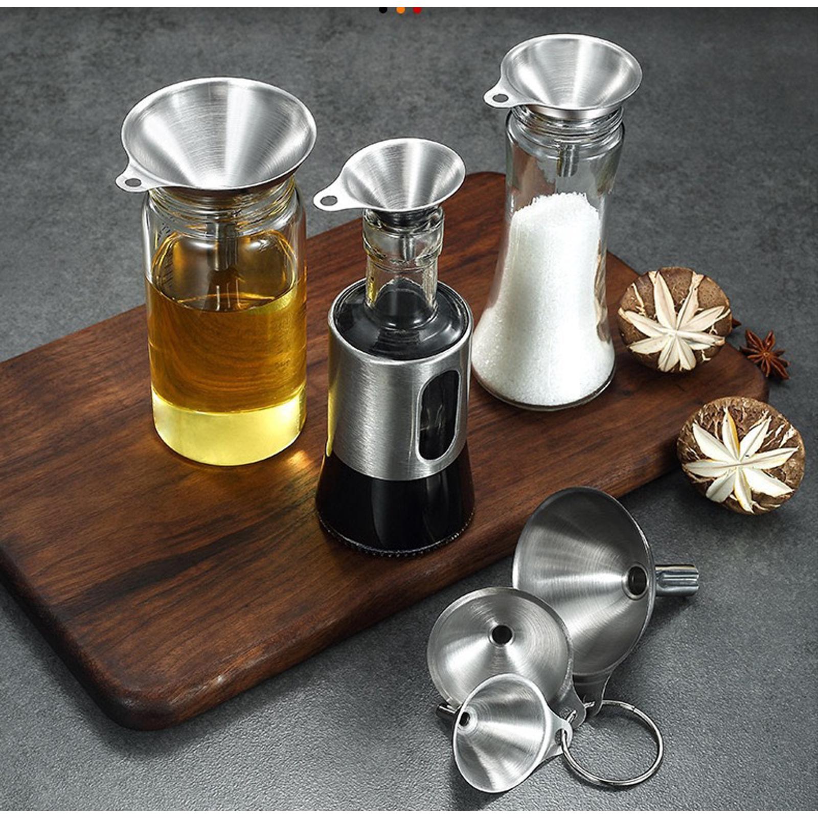 

Stainless Steel Funnel Set 3 Pieces Food Grade Mini Funnels for Kitchen Use with Hanging Ring Compact Size for Precise Pouring and Transfer one size серебряный