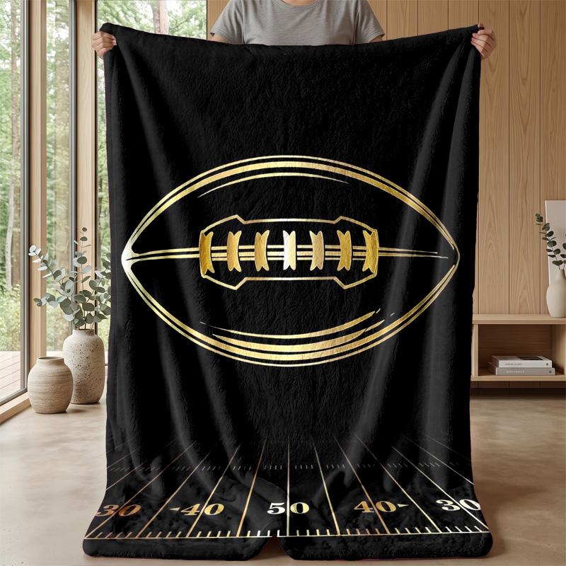 Golden Football Design Theme blanket Lightweight Warm Flannel Blanket Decorative Throw Blanket for Home Decoration