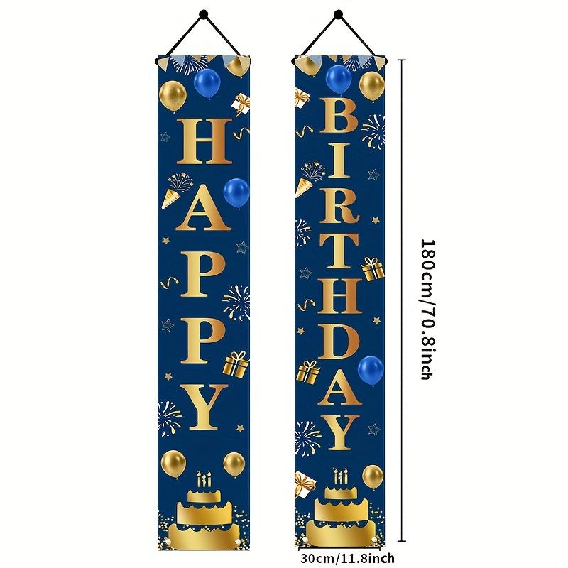 

Birthday Door Banner 1 Pair Polyester Seasonal Decor for Entryway Room Garden Indoor Outdoor Party Decorations Black Gold