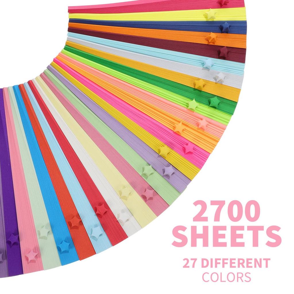BESTOYARD Origami Star Lucky Star 2700 Cute Paper DIY 27 Colors Paper, Sheets, Crafts, Double-Sided Origami, Supplies, Crafts, Origami, Confetti,