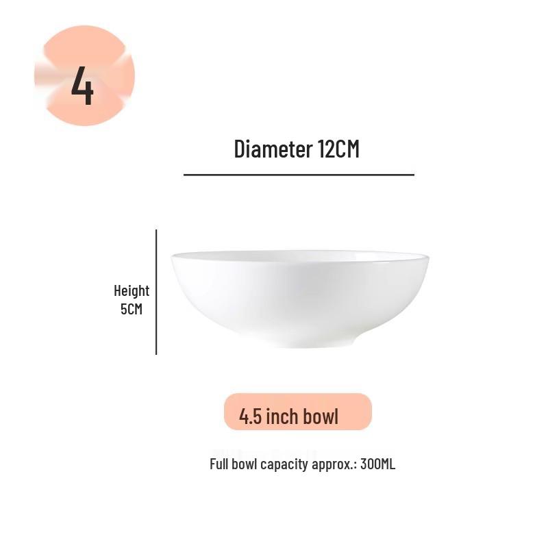Белая керамическая глубокая обеденная тарелка - Простая круглая толстая суповая тарелка из костяного фарфора