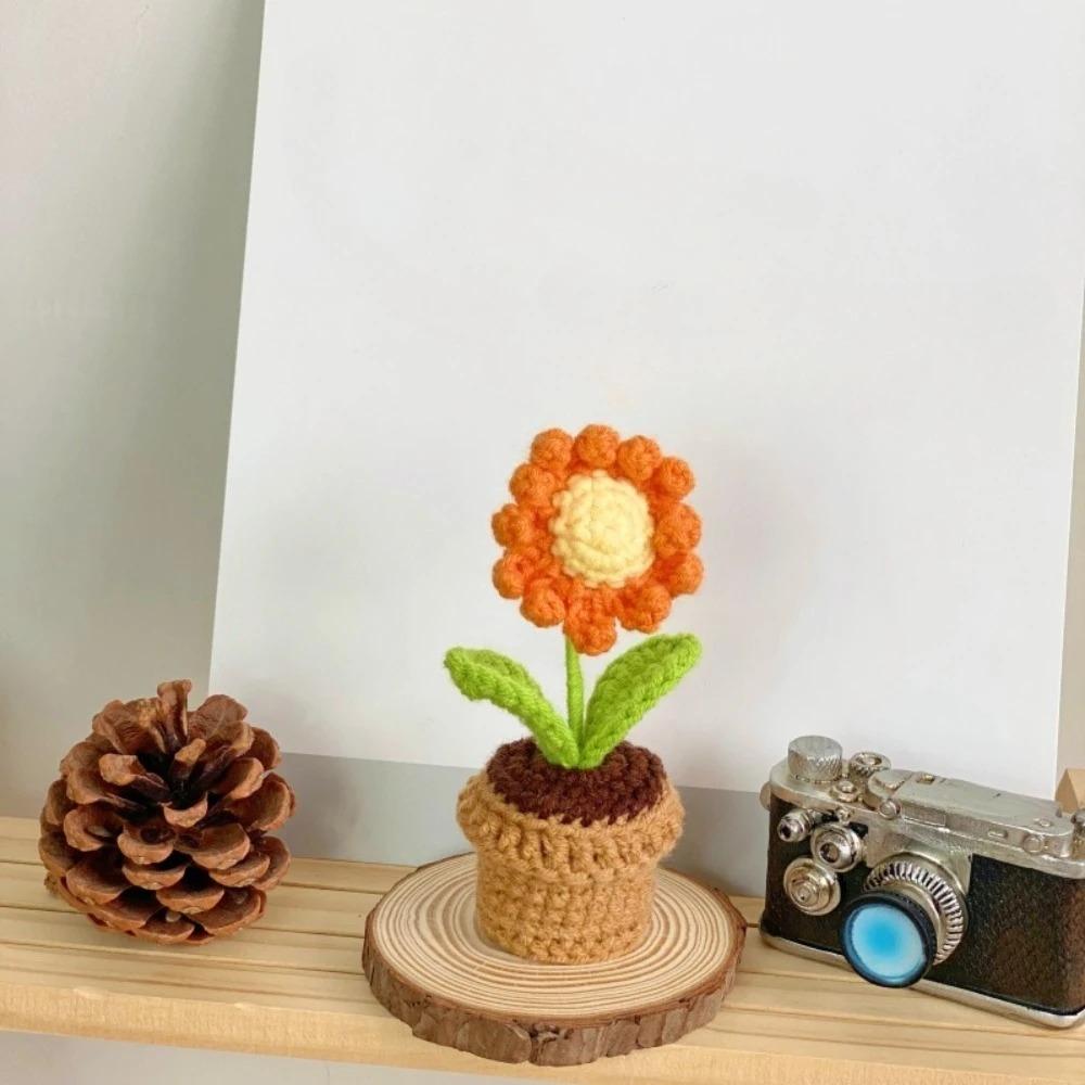 Artificial Flower Potted Plant Hook Woven Flower Pots Flower Decoration Creative Gift Small Ornament For Home & Garden