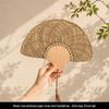 Tai Life Women's Handmade Wabi-sabi Cattail Fan: Artistic Summer Rattan Craft, Chinese Style Intangible Heritage Round Fan