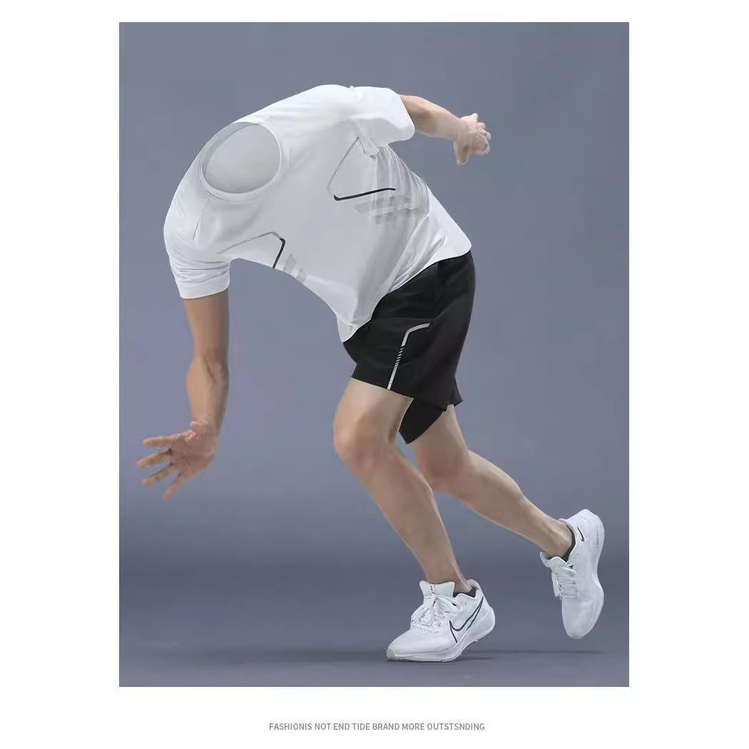 

Унісекс Спортивний комплект зі швидковисихаючого крижаного шовку: Одяг для фітнесу з коротким рукавом для бігу та баскетболу 5XL