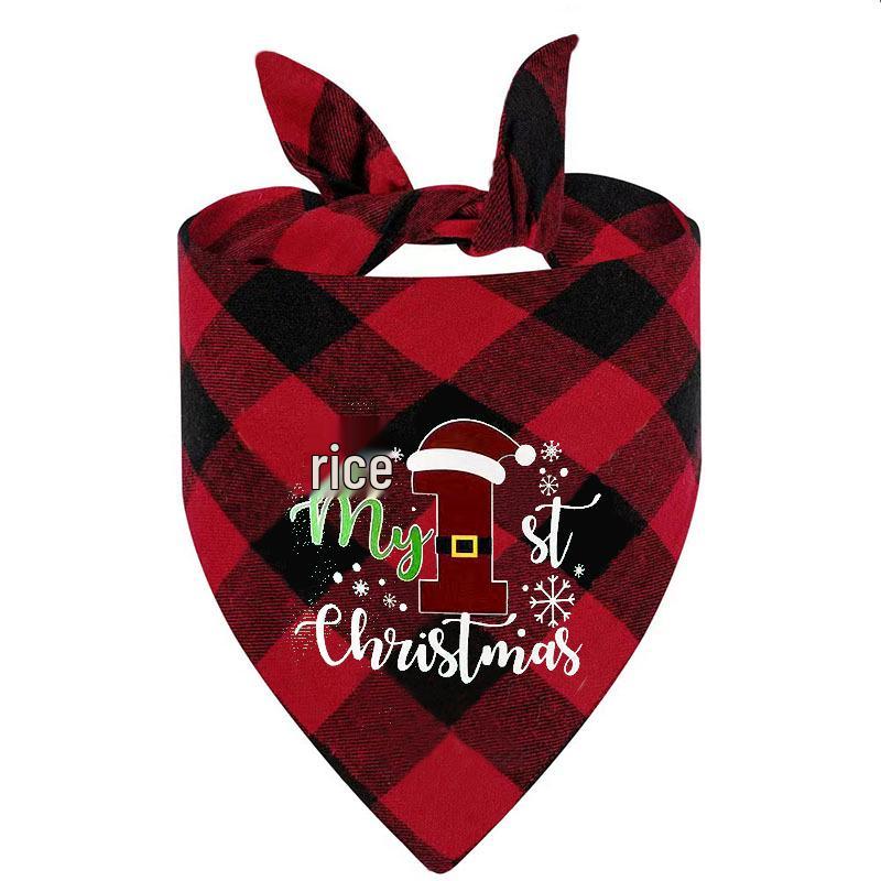 Personalisierter karierter Weihnachts-Haustierschal - Anpassbares Dreiecks-Lätzchen für Hunde und Katzen