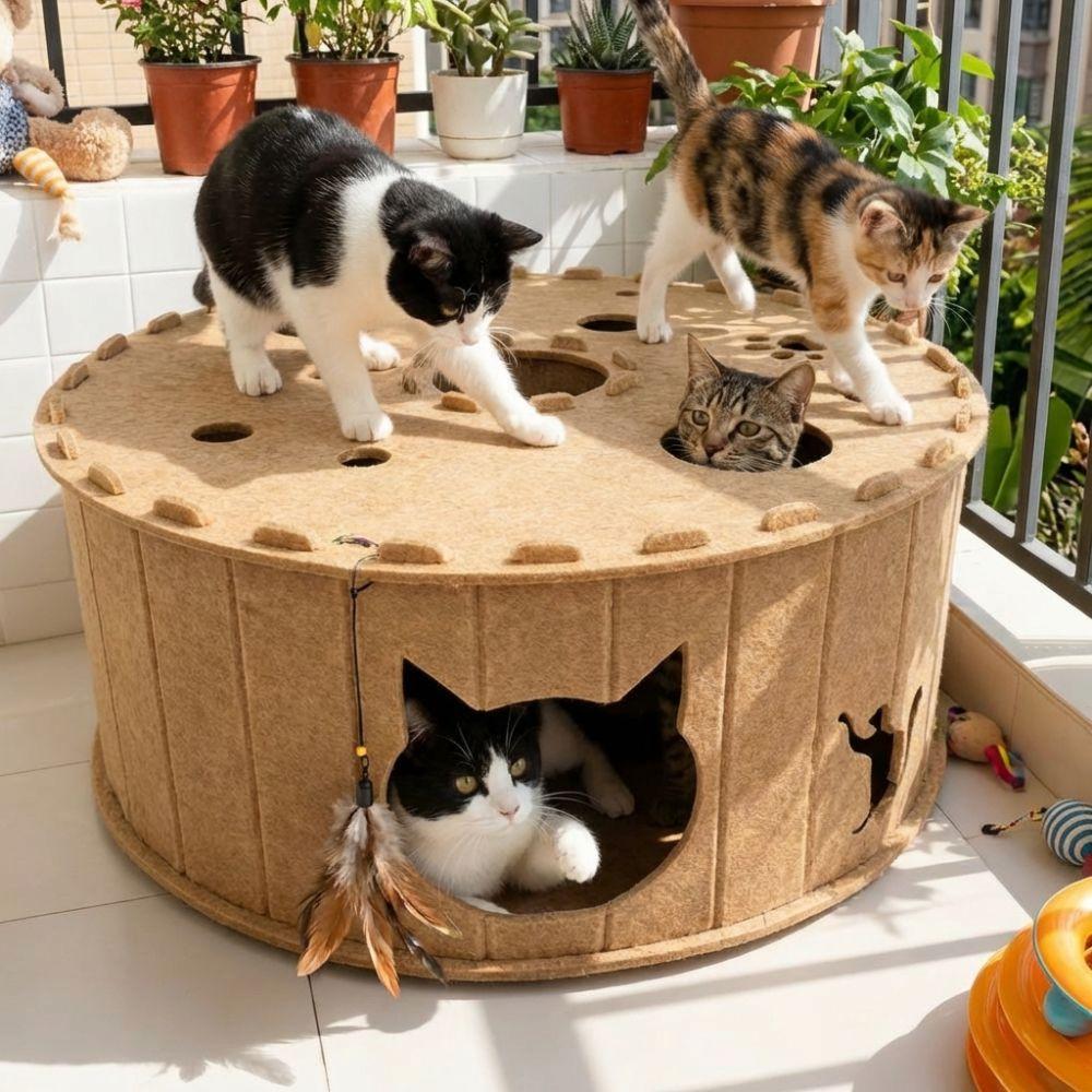 Wear-Resistant Felt Cat Toy Tunnel Breathable Cat Hiding Nest Cat Tunnel House  Home Indoor