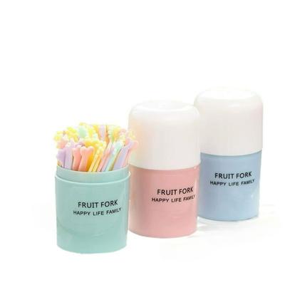 50 Teile/satz Obst Gabel Kuchen Dessert Lebensmittel Obst Pick Kinder Snack Mini Party Festival Geschirr Dekoration Kunststoff Zahnstocher