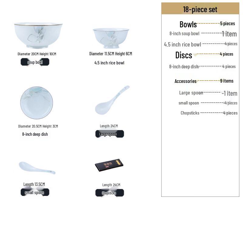 Huazao Baijia Jingdezhen Porcelain Tableware Set